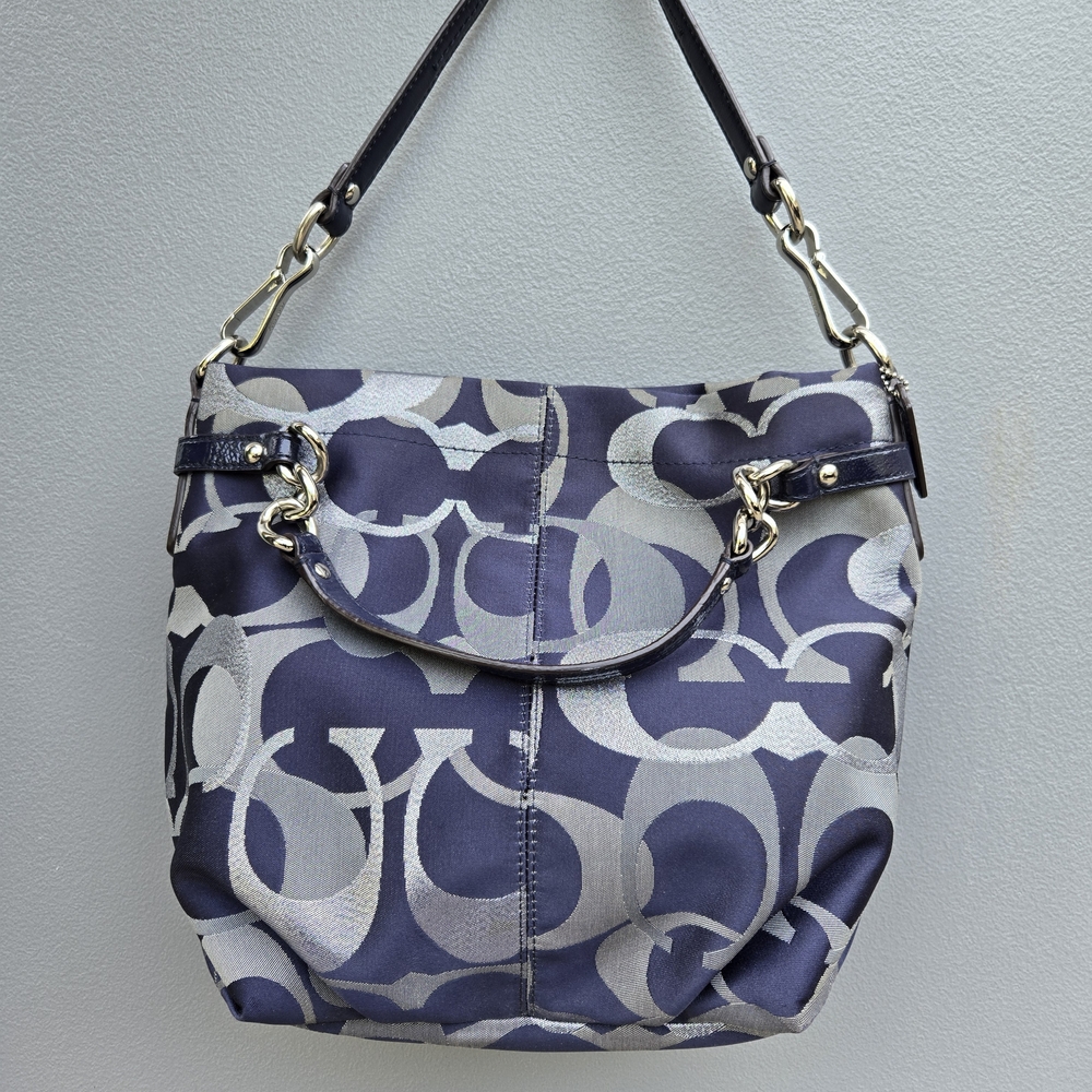 Coach Blue and Silver Satchel Elegant Design